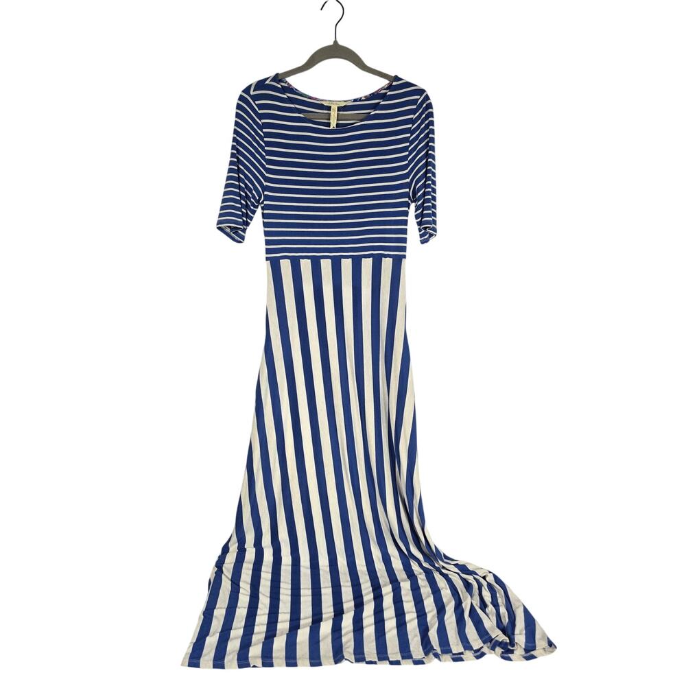 Matilda Jane Maxi Dress Womens S Blue White Stripe Coastal Boho Resort Flowy